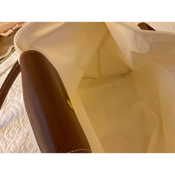 Longchamp Le Pliage Large Tote White Long Handles - Picture 5 of 6